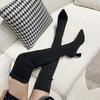 2025 Autumn and Winter New Korean Version of Fashion Versatile Elastic Boots Women's Pointed Thick Heel High Heel Elegant Knee Boots