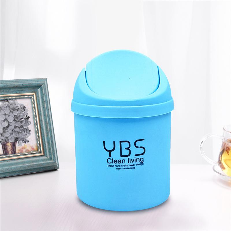 Clamshell Mini Desktop Trash Can Rocking Lid Small Garbage Can Household Living Room with Cover Bedside Storage Bucket Paper Basket