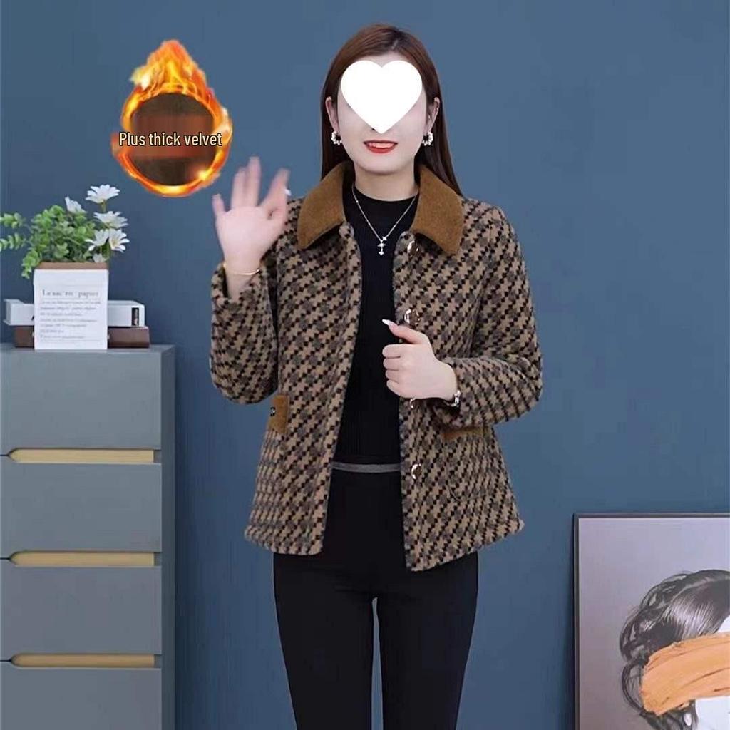 2025 New Style Velvet-Lined Warm Winter Jacket for Middle-Aged Women's Chic Fashion