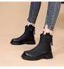 Female Short Shoes Platform Women's Ankle Boots Chelsea Brown Booties Round Toe Leather Chunky Boots