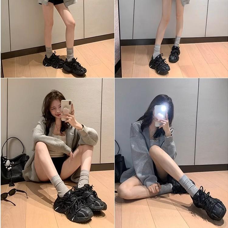Super fire thick-soled breathable dad sports shoes ins trendy girl summer increase 2025 spring and autumn new popular leisure
