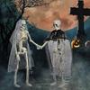 2 Skeleton Full Life Size Poseable Human Halloween Party Prop Haunted House Decor