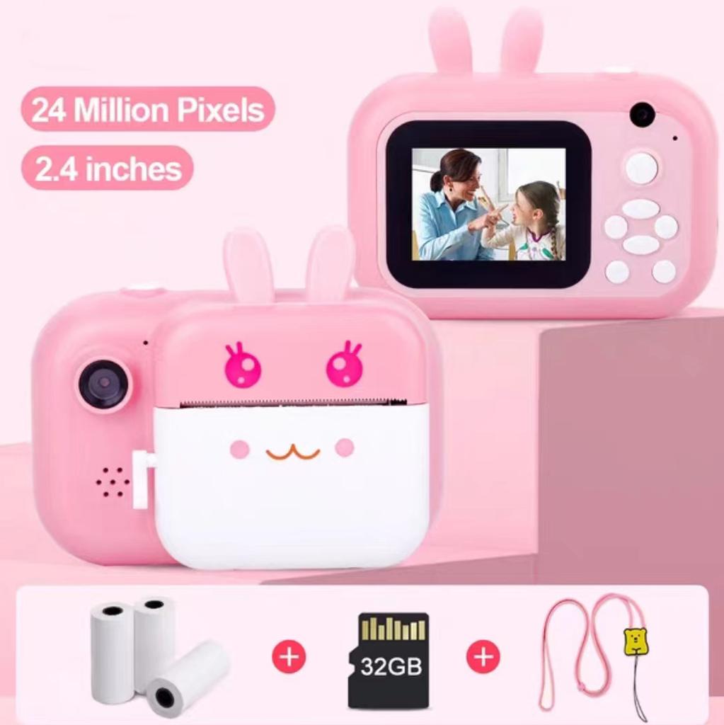 MISIRUN Kids Camera Instant Print Boys Girls Gift Children Digital Video Camera Photo Thermal Printing 32G Card Educational Toys