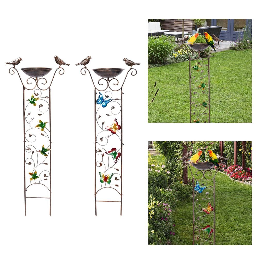 Elegant Metal Bird Bath and Plant Trellis Set for Outdoor Garden Decor