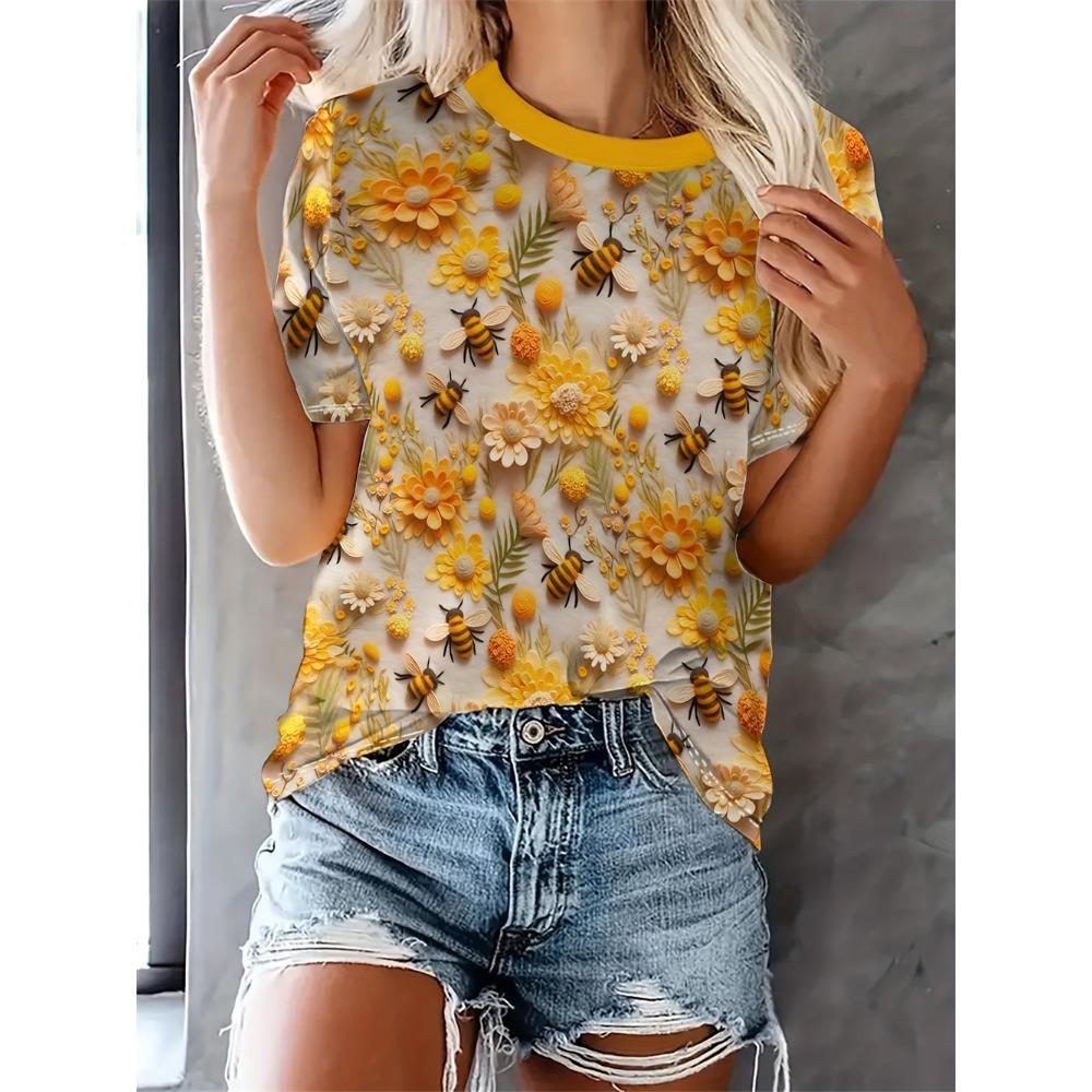 2025 Women's Plant Fruit 3d Printing Women's T-shirt Casual Fashion Short-sleeved Top