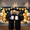 Grad Event Backdrop Graduation Cap Class Of 2026 Background Graduation Display Gold Triangle Bunting Graduation Party Banner