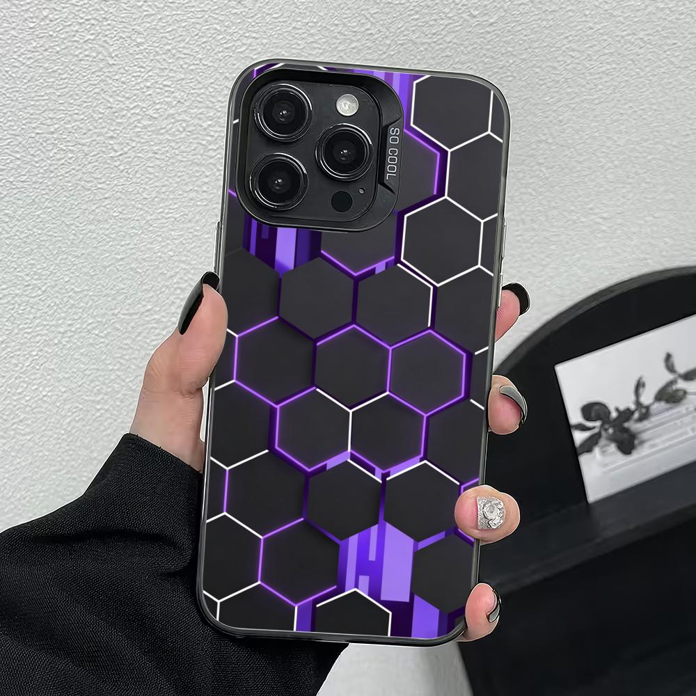 Honeycomb pattern phone case suitable for iPhone 17 16 15 14 13 12 11 Pro/Max/Plus anti drop and shockproof back cover