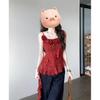 Women's French Retro Ruffle Red Camisole - Summer 2025 Irregular Pretty Top