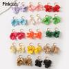 Pinkdudu Fashion Rose Flower Petal Drop Earrings Resin Gradient Color Flower Earrings Women Jewelry PD2385