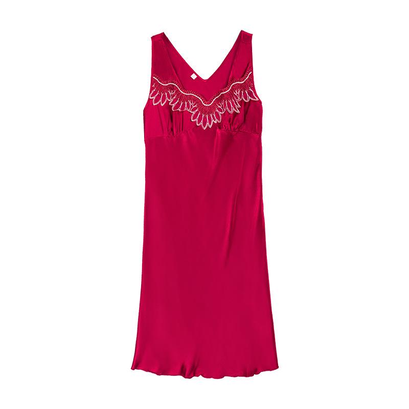Ice Silk Lace Sleeveless Nightgown for Women - Sexy, Loose, Plus Size Pajamas