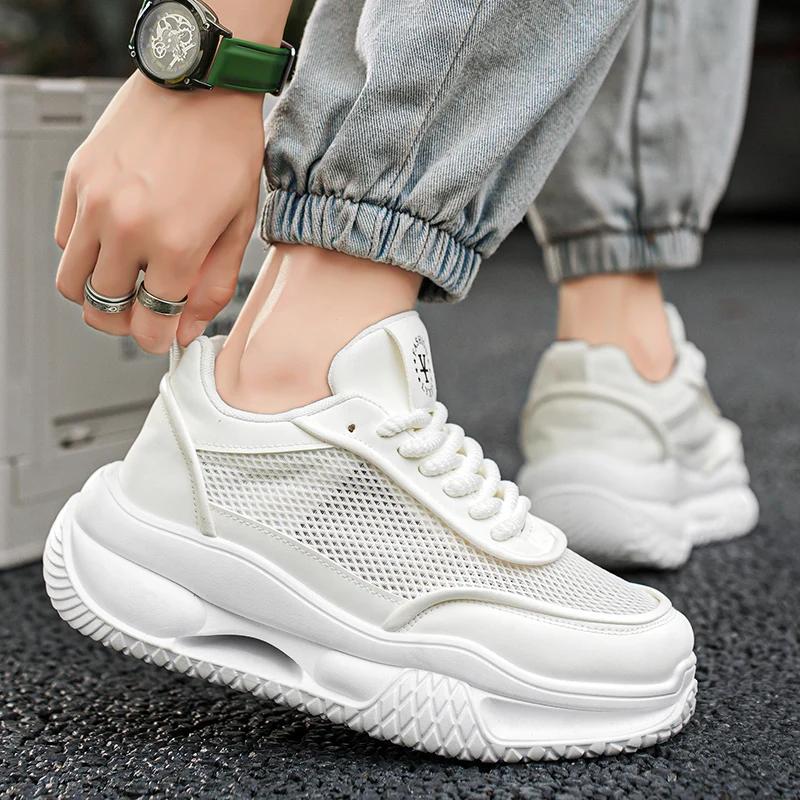 

Мужская обувь 2024 года, осень, новые дышащие спортивные повседневные беговые модные спортивные легкие удобные повседневные туфли 39 белый