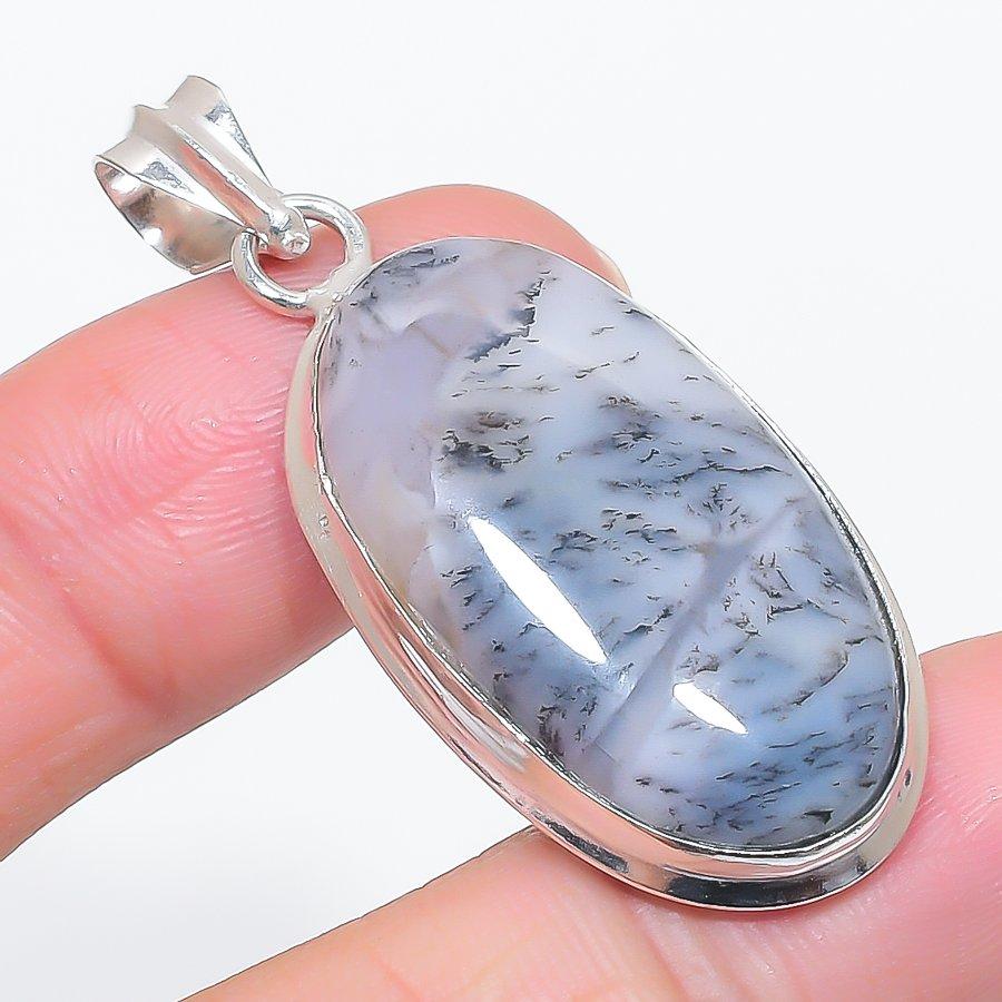 

Натуральный Дендритовый Опал Драгоценный Камень 925 Стерлинговое Серебро Ювелирный Подвеска 1.97 J5P36