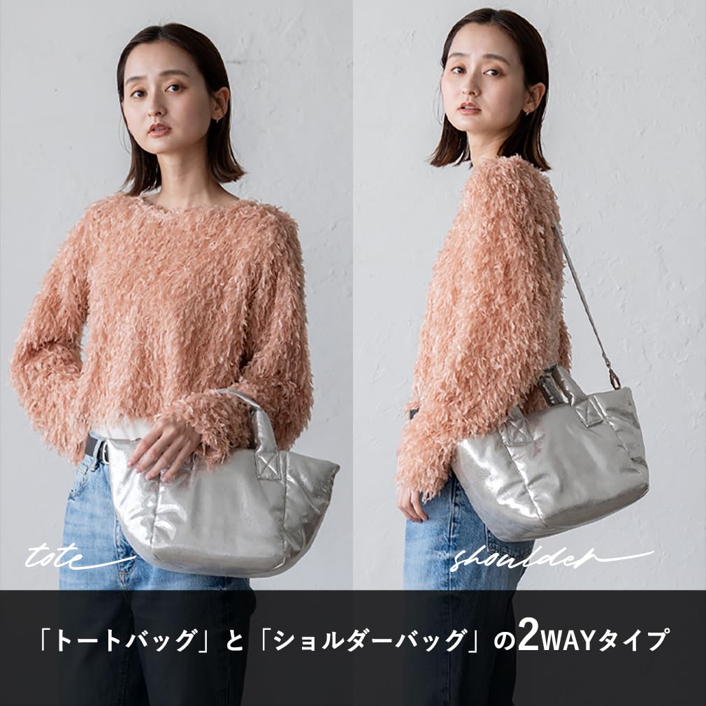 VITAFELICE Glitter Tote Bag for Women 2-Way (inb-10176p) (Silver)