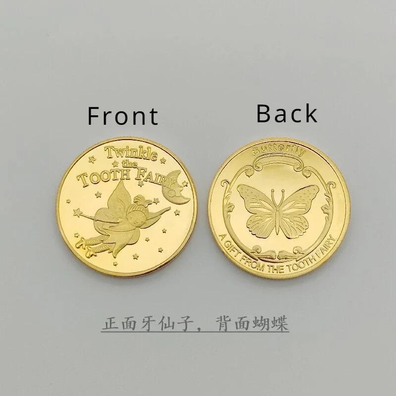 Dental Creative Tooth Fairy Shape Commemorative Coin Gold Plated Souvenir Coin for Children Kids Baby Dentistry Clinic Gifts