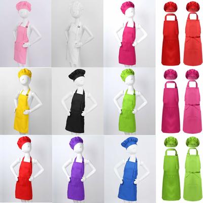 2Pcs Unisex Kids Boys Girls Adjustable Apron and Chef Hat Set for Kitchen Cooking Baking Painting Training Wear