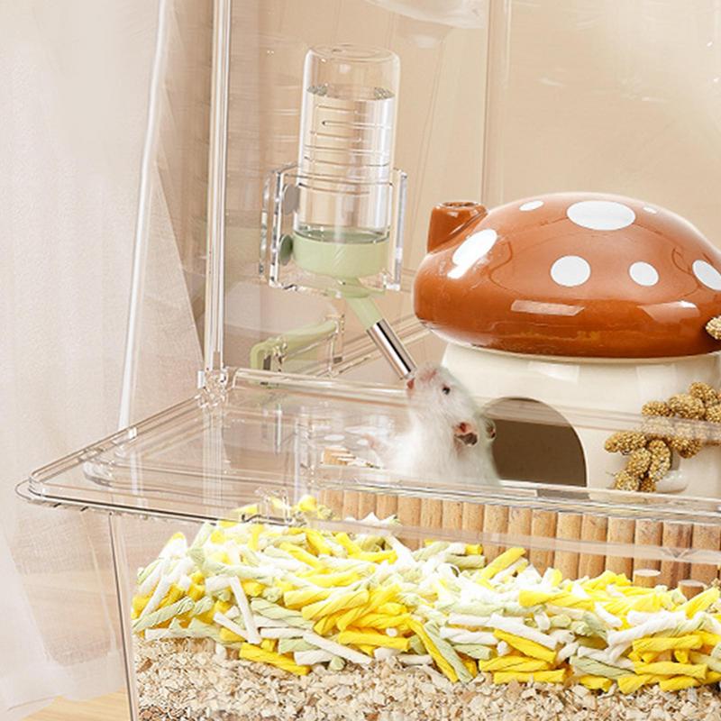 Hamster Water Bottle Stand Transparent Feeder Bracket Leakproof Hamster Water Bottle Magnetic Holder For Squirrels Food Feeder