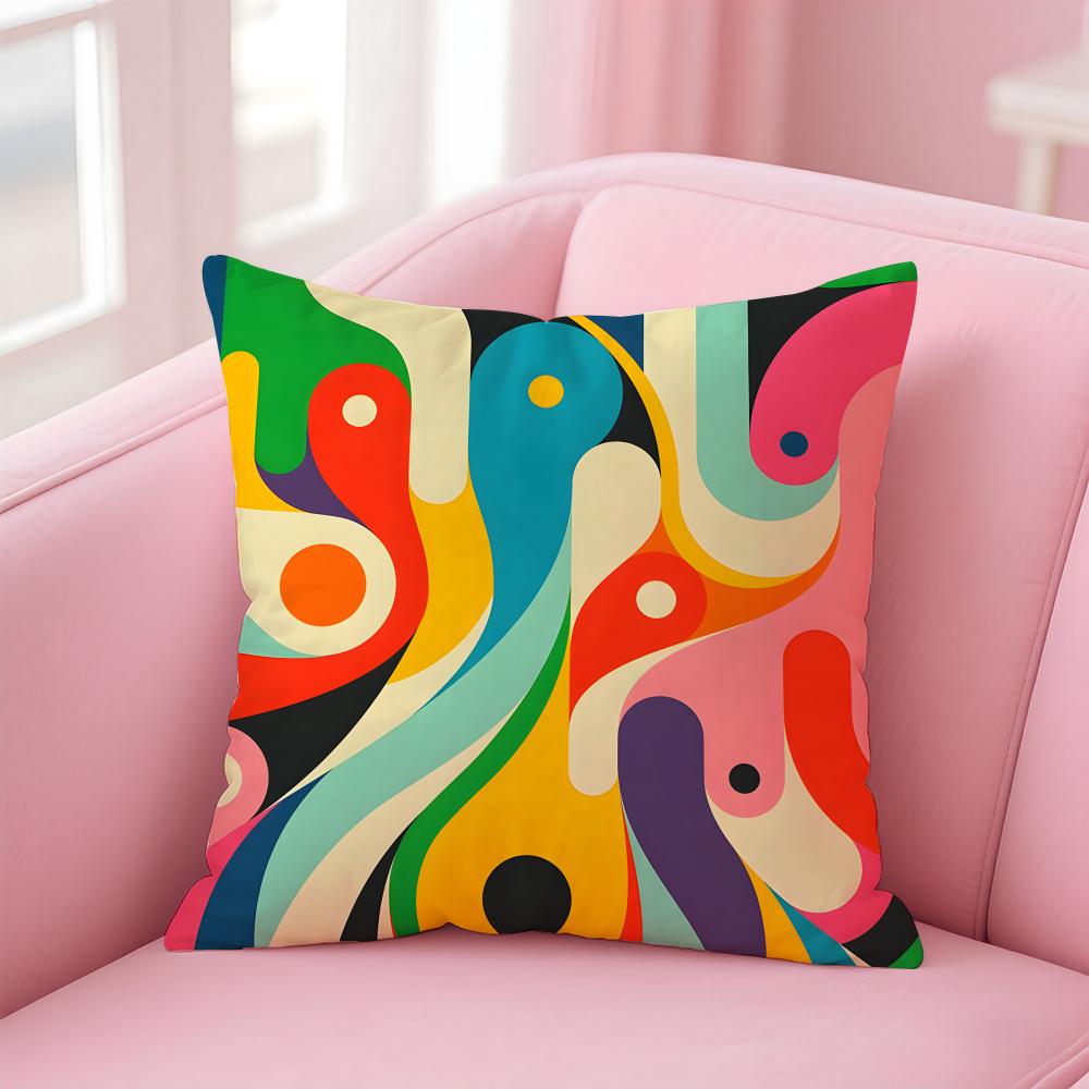 GGeometric Abstract Art Cushion Cover Pillow Case Soft Friendly Fabric  Concealed Zipper