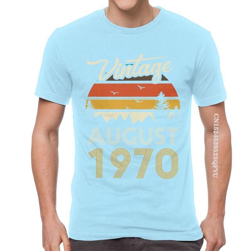 Vintage 1970 August T Shirt Mens Cotton Oversized Printing T Shirts Harajuku Tshirt 50th Birthday EMO Men Tees Tops