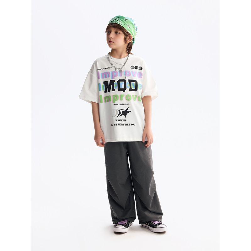 and Quick-Drying] Mqd Kidsren's Clothing Kidsren's Round-Neck T-Shirt Summer New Style Boys' Short-Sleeved Lettered Bottoming Shirt