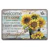 D Flat Metal Sign Vintage Welcome Garden Tin Sign Set Rustic Home Decor Butterfly Flower Watering Can Wall Art