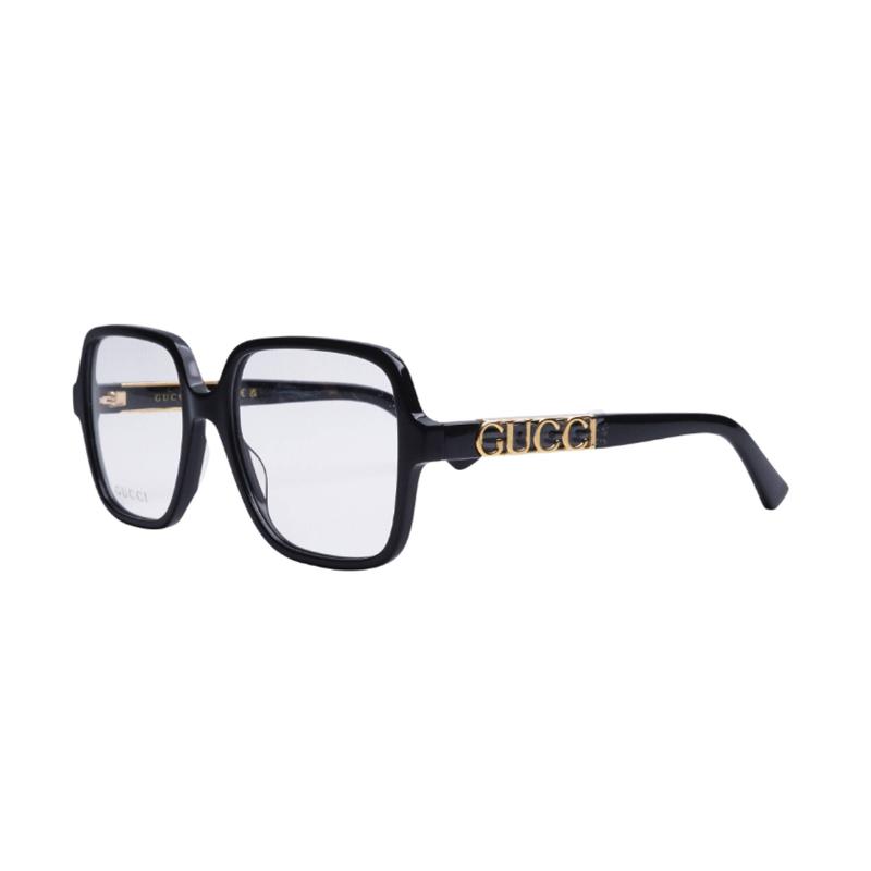 GUCCI Temple Lettering Logo Acetate Irregular Sunglasses Women's Black