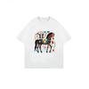 Oversized T Shirt Dress Black Nordic Horse Floral Pattern Print Casual Wear For Women