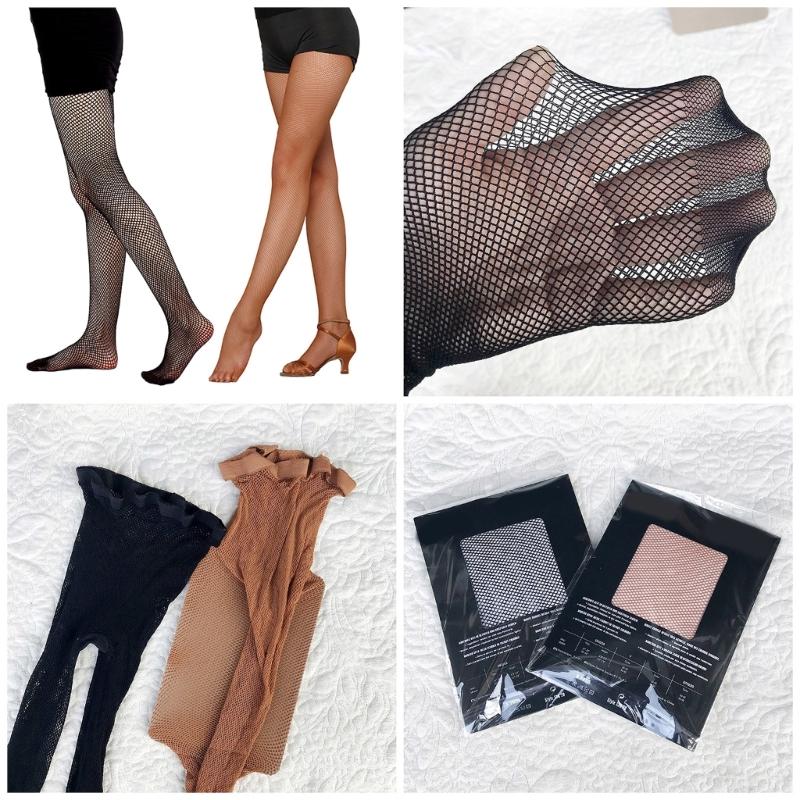 Womens Dance Fishnet Tights Professional Latin Dance Fishnet Pantyhose Sexy Mesh Stockings Tights High Waist Pantyhose