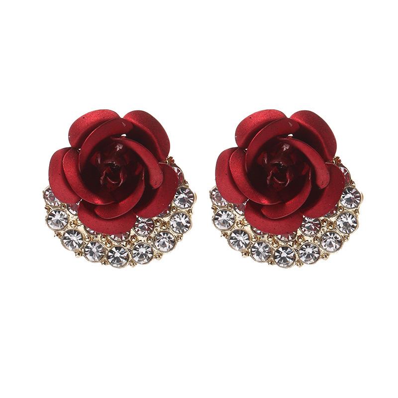 Elegant S925 Silver Needle Rose Earrings for Women - High-End, Small Fragrance Style, Unique Design for Ladies