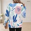 Women Plus Size Round Neck Long Sleeve Multicolor Printed Pullover Sweatshirt