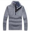 Men's Fleece Thicker Sweater Half Zipper Turtleneck Warm Pullover Male Slim Knitted Wool Sweaters for Spring