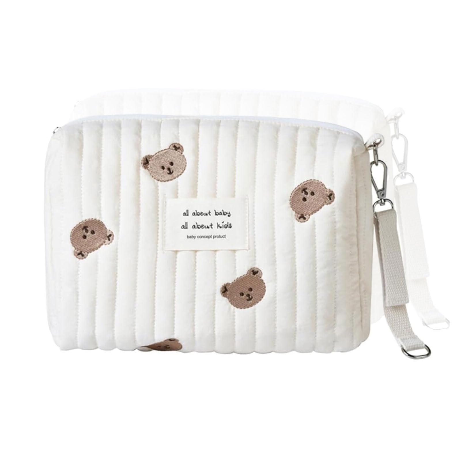 

Mirhua Diaper Baby Bag with Pockets for and Small Zipper Large Simple Includes Attachment Perfect for Cute Gift Bear Pouch, Wipes, Clothes, Items,