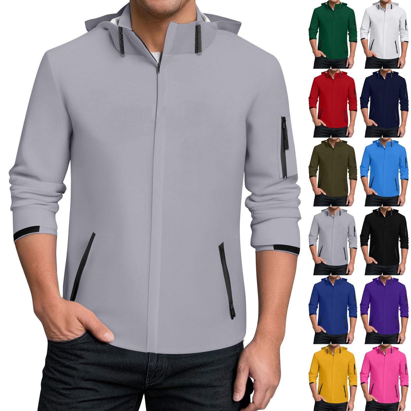 

Rain Jacket Men Waterproof Windbreaker, Lightweight Hooded Raincoat For Daily Casual XXL