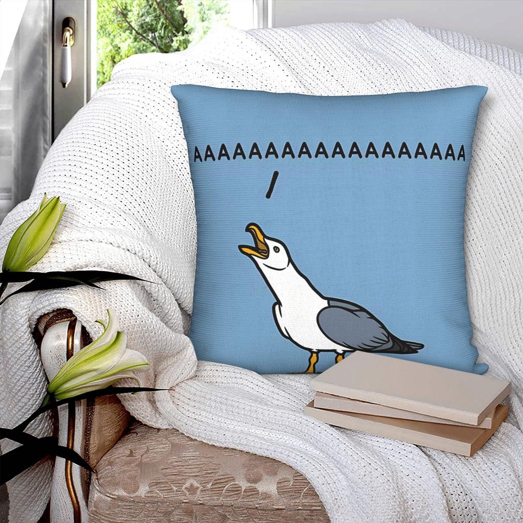 Lustige schreiende Möwe Kissenbezug, AAAAA Meme Kissenbezug, Cartoon Vogel Kunst Dekor für Wohnzimmer Schlafzimmer Sofa