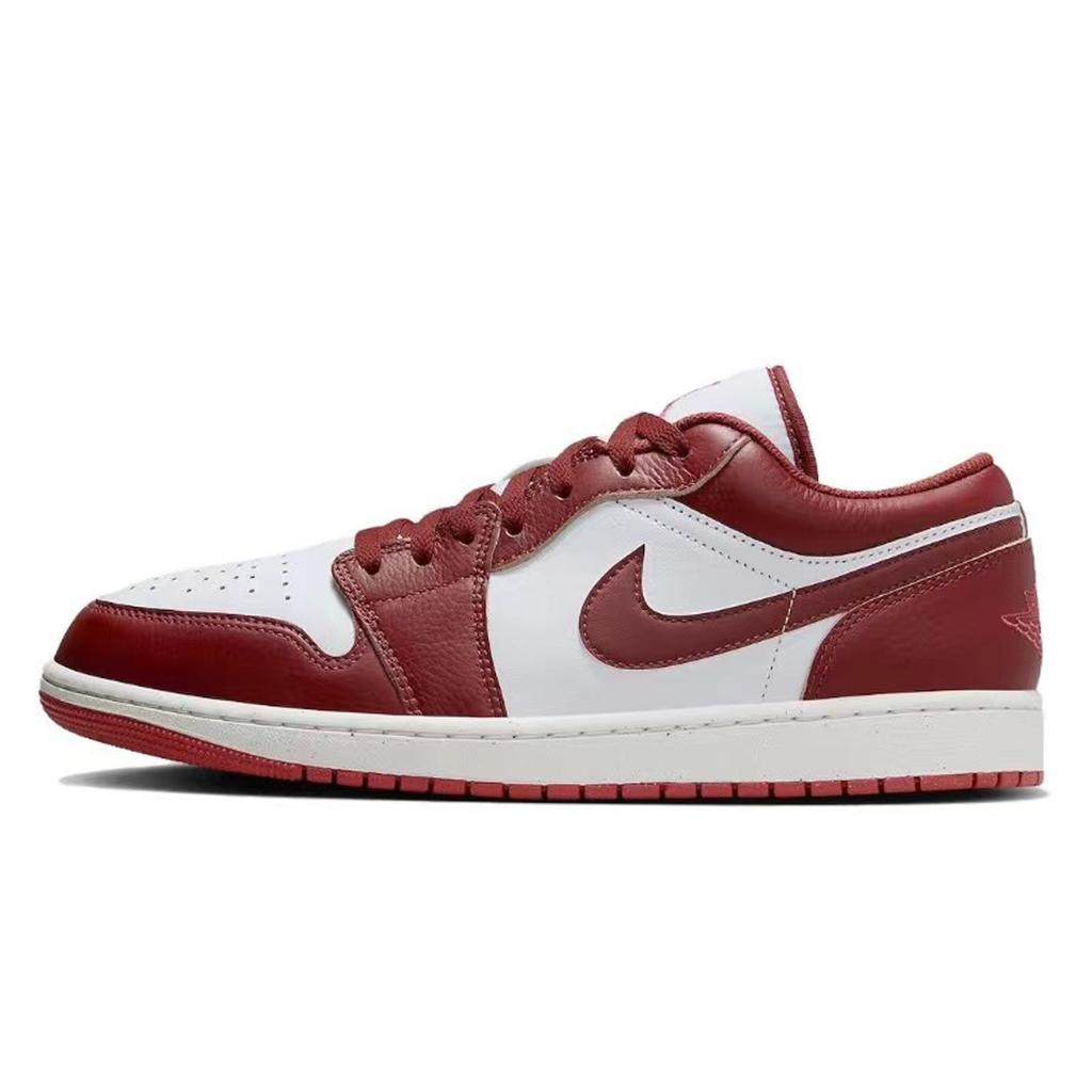 Jordan Air Jordan 1 Low Top Vintage Basketball Shoes Men's White Red FJ3459-160(Team-)