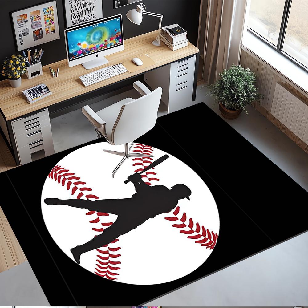 Baseball Printed Carpet,Rug,for Office Chair Living Room Bedroom Kitchen Room Decor Gifts.