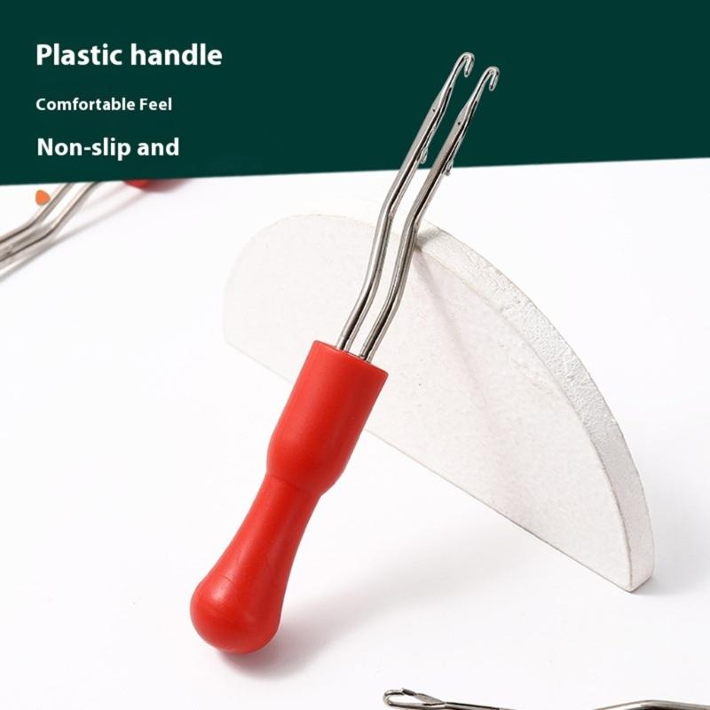 Double Size Metal Crochet Needle Portable Plastic Grip Professional Braiding Tool for Wigs
