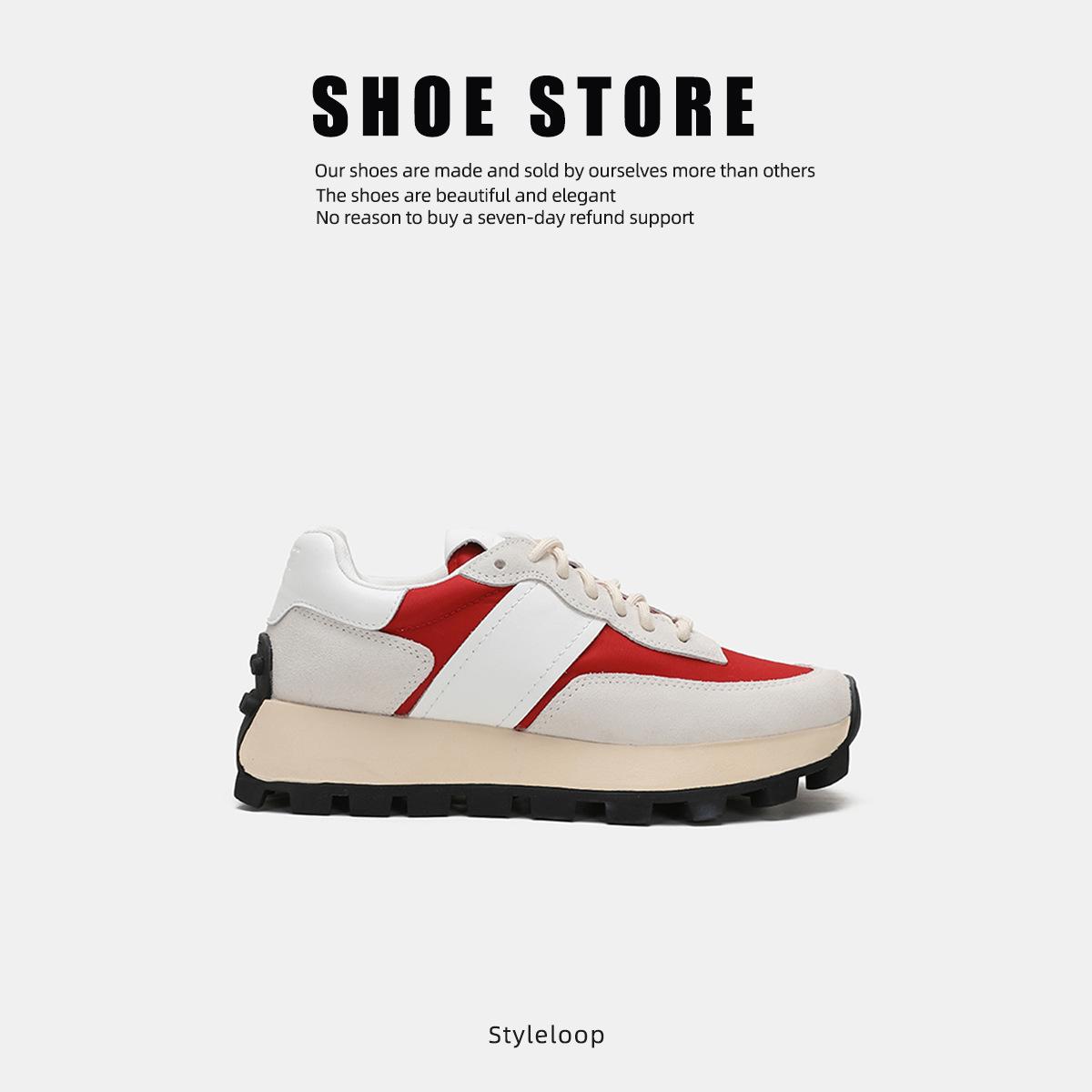 

Нишевые ретро платформа папины кроссовки корейская версия цветовой гаммы беговые натуральная кожа Форрест Гамп обувь 2025 новые мягкая подошва немецкий поезд 40