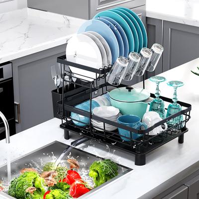 Compact Dish Rack Multifunctional Dish Drying Rack Rustproof Kitchen Dish Drying Rack