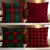Popular Christmas Plaid Cushion Cover Soft Washable Pillow Case Multi-Scene for Couch Bed Travel Office Use