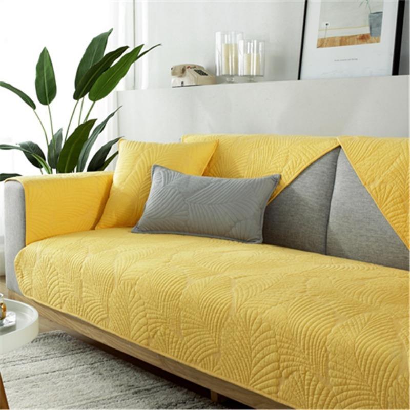 Four Seasons Universal Sofa Cushion Pure Cotton Fabric Cushion Cotton Nordic Simple Modern Non-Slip Solid Wood Sofa Cover Slipcover