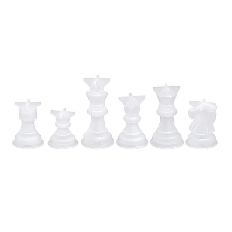 Chess Set with Checkers Board Silicone Resin Mold Full Size 3D Chess Epoxy Mold