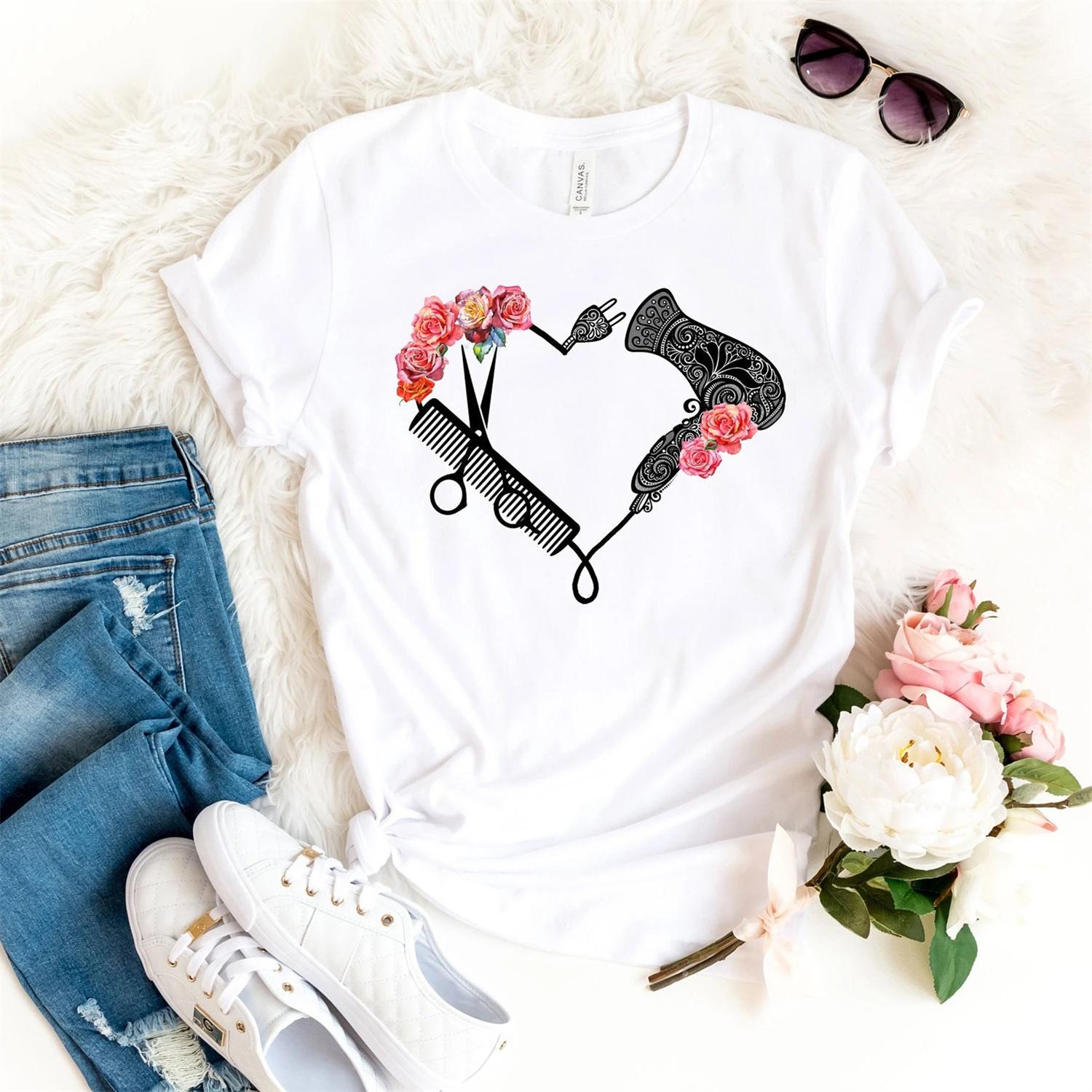 

2025 Hairdresser Shirt Funny Hairtylist T-shirt Cute Stylist Life Tees for Women Hairstylist Gift Harajuku Shirt Tumblr Tops XXXXXL білий
