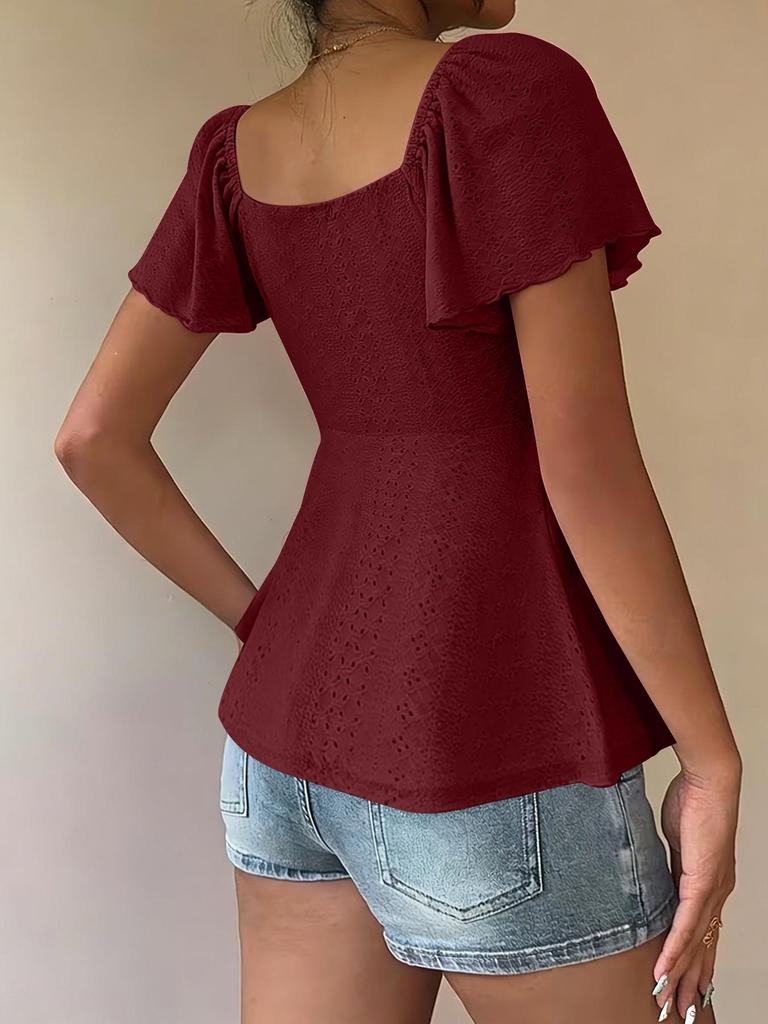 Summer 2026 TUME V-neck Drawstring Short-Sleeve Women's T-shirt