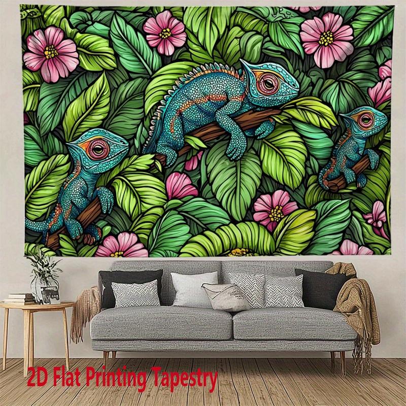 Tropical chameleon jungle Digital printing polyester wall tapestry suitable for use in living rooms bedrooms offices bars party