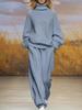 2025 Autumn/Winter Women's Casual Knit Set: High Neck Top & Wide Leg Pants