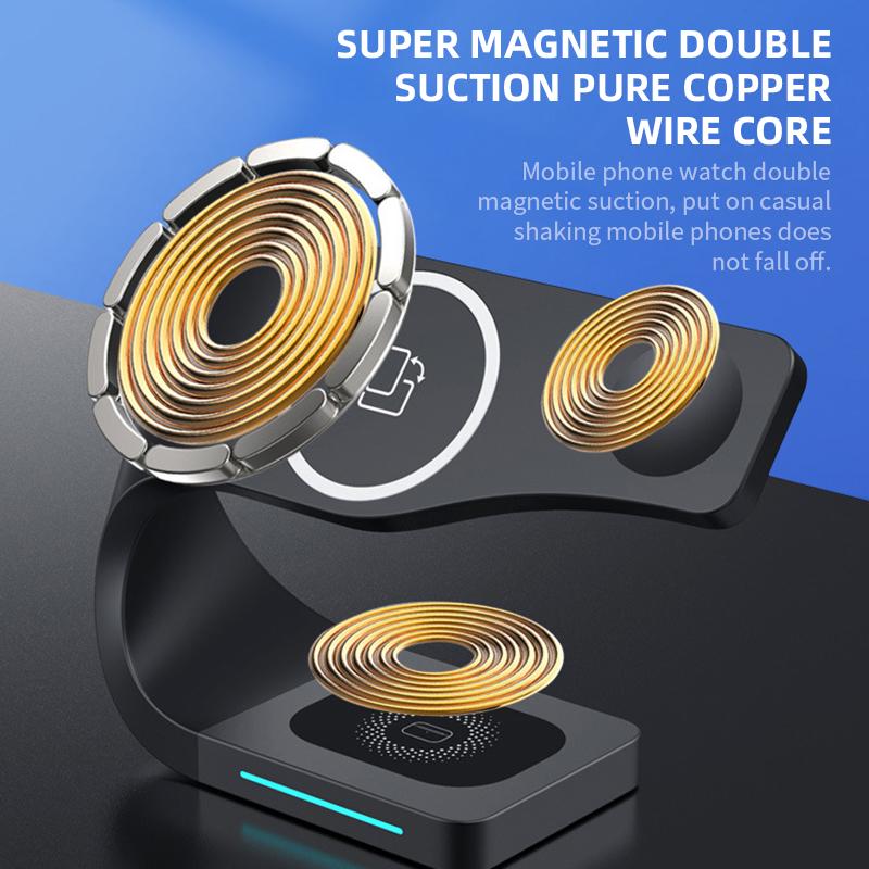 Est Multi Function Wireless Charger Station Qi Phone Stand 3 In 1 Wireless Charger For Magsafe Stand