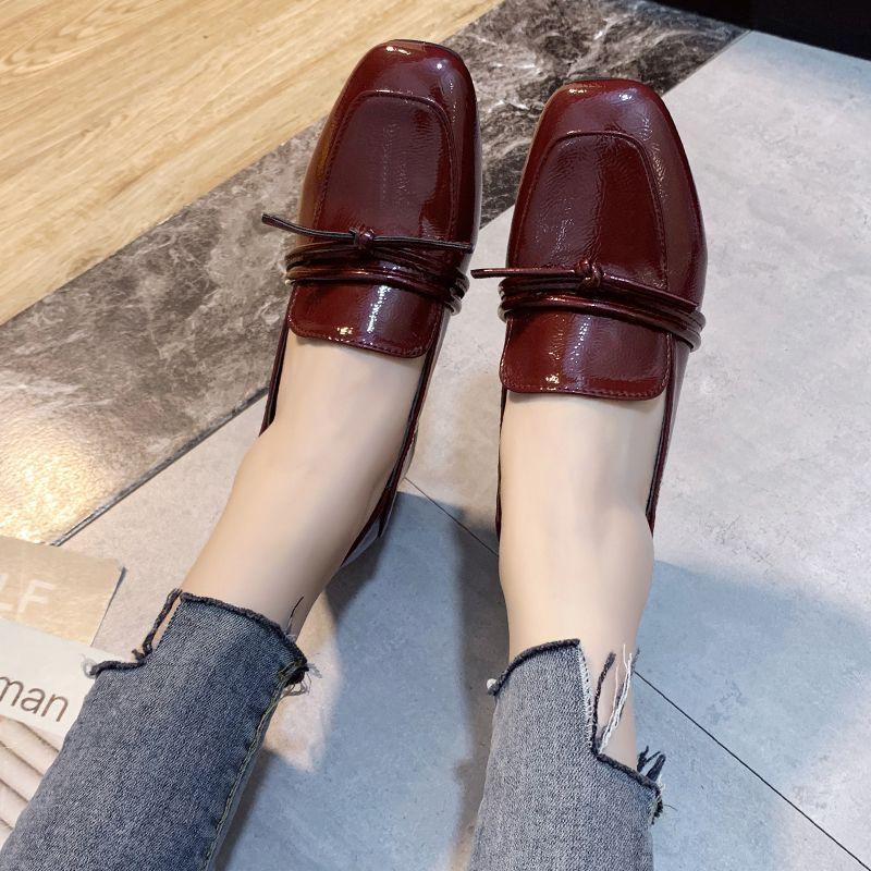 Fashion British Small Leather Shoes Women's Soft-soled Work Shoes Women's Spring and Summer 2025 New Single Shoes Women's Medium Heel Thick Heel