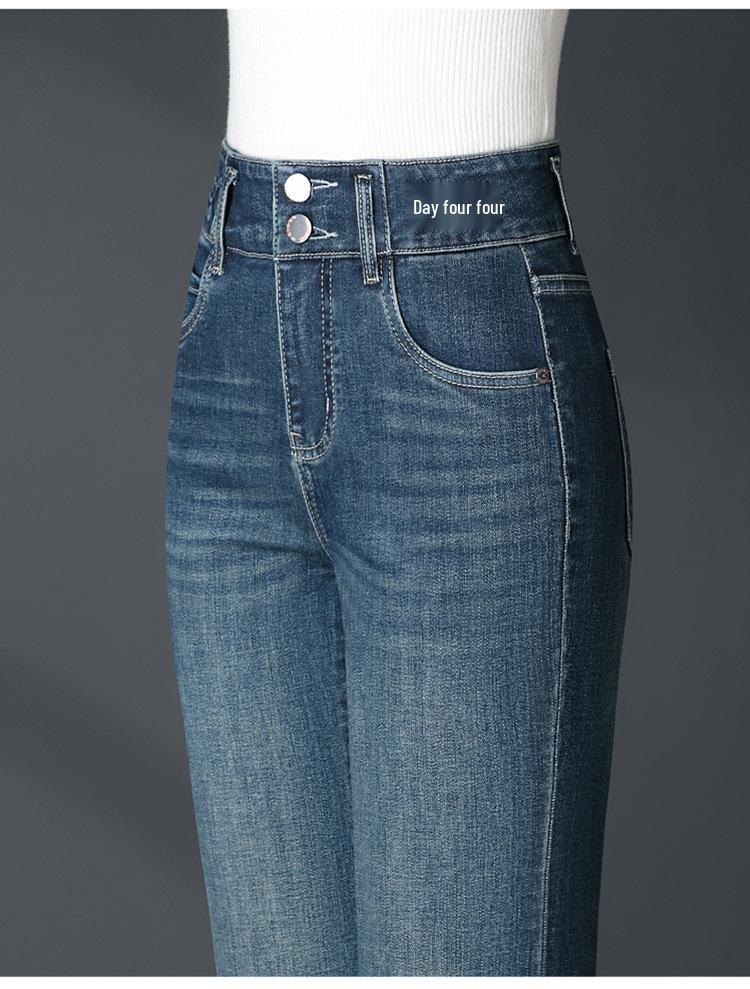 Women's High-Waist Micro-Flare Jeans: Slimming, Double-Breasted, Comfortable Fit for Spring & Autumn