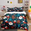 Christmas Pattern Santa Trees Bedding Duvet Cover Set Duvet Cover Pillowcases  (1*Duvet Cover 2*Pillowcases, Without Duvet Insert)