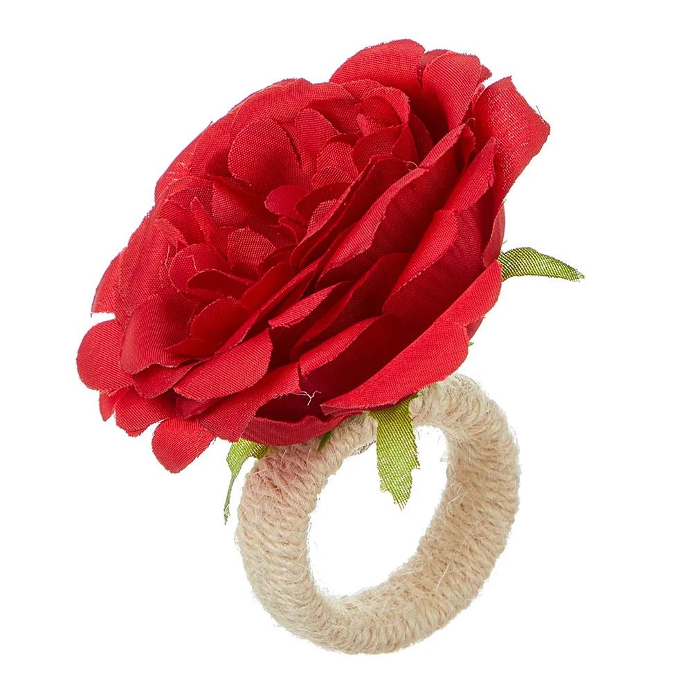2 Pcs Flower Napkin Rings Rose/Peony Napkin Holder Handicraft Flower Napkin Rings Wedding Table Decoration for Birthday Party